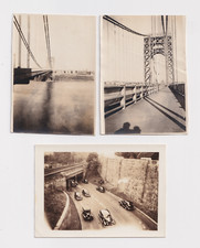 3 George Washington Bridge Vintage Photos  Old NYC 1930's Cars Tunnel picture