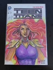 Teen Titans #8 Blank Sketch Ron Leary Starfire picture