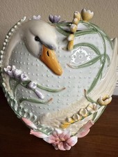 RARE FABULOUS Fitz & Floyd Floral Swan Baby Chick Lily Large Porcelain Vase HTF picture