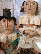 Primitive Folkart Pilgrim Doll Pattern Be Ye Thankful 2 Dolls in One picture
