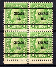 US SCOTT # 632  CHICAGO  PRECANCEL BLOCK  1c FRANKLIN   1926   H1868 picture