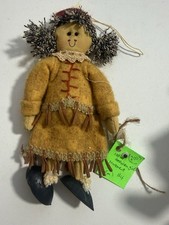 2003 Jo-Ann Stores Native American Girl Doll Ornament 7” Fabric Folk Art Decor picture