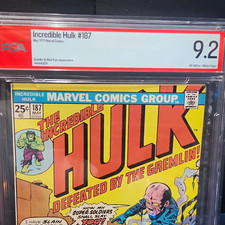 PSA 9.2 Graded Comic Book Marvel Incredible Hulk #187 (1975) Gremlin Nick Fury picture