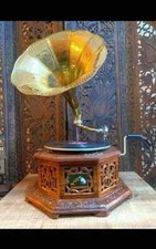 Vintage Gramophone Antique Working Gramophone Player Phonograph Vinyl Recorder picture