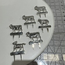 Vintage French Silea Silver Plated Cheese Markers: Animal Cheese Spikes picture