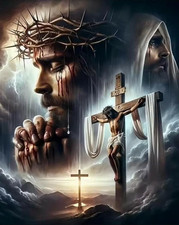 Jesus Christ with Crown of Thorns and Cross 5D Full Drill Diamond Painting Kit picture