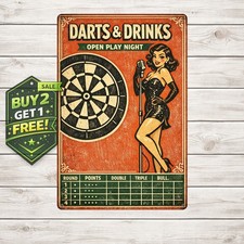 Retro Darts Decor Vintage Metal Tin Sign 8x12 Wall Plaque picture