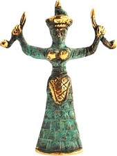 Bronze Snake Goddess Statue Minoan Ancient Art Figurine Symbol Replica (251) picture