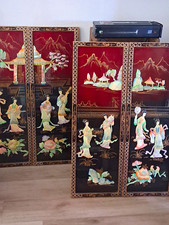 Vintage Japanese Gashia  Black And Red Laquer Ivory and Mother of Pearl  (Rare) picture