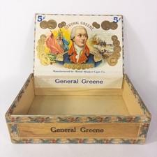 Vintage 19th C. General Nathanael Greene Wooden Cigar Box Revolutionary War Rare picture