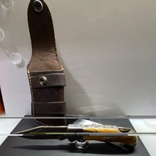 Hand-Crafted Folding Knife:Lockback Knife with Leather Sheath for Camping Hiking picture