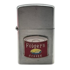 Vintage Penguin No 127 Folger's Coffee Chrome Advertising Pocket Lighter Japan picture