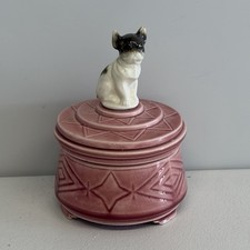 Vintage Ramses Germany 1583 Art Deco Pink Dog Lidded Trinket Powder Box 1920s picture