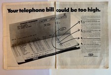 1972 GTE Your Telephone Bill Could Be To High Vintage Print Ad picture