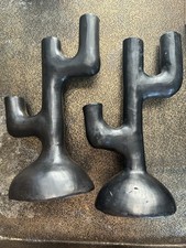 RARE SAN ILDEFONSO SANTA CLARA NATIVE AMER BLACK POTTERY MINI TREE CANDLESTICKS picture
