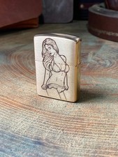 Retro Girl Engraved Brass Armor Zippo Lighter – Made & Engraved USA picture