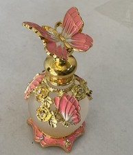 Reusable Vintage Pink Butterfly Perfume Bottle Lady Essential Oil Bottle 25ml picture