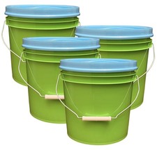 2 Gallon Food Grade - BPA Free Made in USA Buckets Lime Color with screw on lids picture