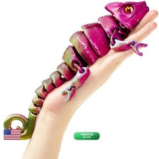 Maxdecoer 3D Printed Articulated Chameleon Lizard Toy, Iridescent Pink Gold picture