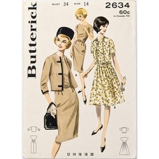 Vintage 50's Butterick 3325 Sewing Pattern Dress & Jacket Set Size 14 B/34 UC picture