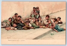 Naples Campania Italy Postcard Sweet Idleness Lazzaroni c1920’s Antique picture