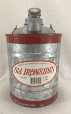 NEW NOS Old Ironsides Red Rim Galvanized Metal Gasoline Can 1 Gal Coldwater USA picture