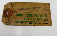 Vintage Genuine John Deere Plow Co Farm Equipment Omaha Nebraska Tag 4.5