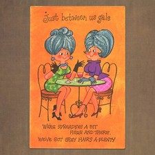 Unused Vintage 1960s Crystal Card FUNNY BIRTHDAY Card, Just Between Us Gals Girl picture