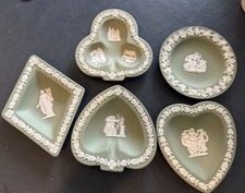 Antique  Jasperware Wedgwood Jade Green Bridge Club  Lot of 5 Assorted picture