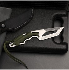 4Cr13 Blade 8 inch Survival Fixed Tanto Blade Knife with Cord Wrapped Handle picture