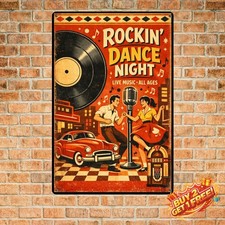 1950s Rock Featuring Vintage Metal Tin Sign Wall Art Decor 8x12 picture