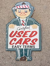 VINTAGE CERTIFIED USED CARS PORCELAIN SIGN GAS  MOTOR OIL AUTO SALES 10