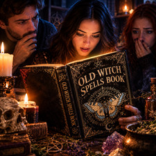 Old Witch Spells Book Witchcraft Grimoire Beginner Magic Halloween Gift picture