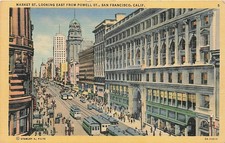 Postcard CA: Market St Looking East from Powell St, San Francisco, Linen picture