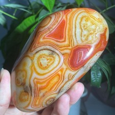 539g Natural Banded Agate Carnelian Polished Palm Stone Crystal Specimem Healing picture