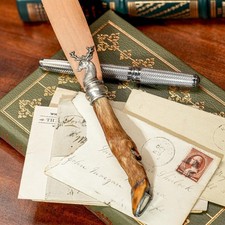 Neat Antique Hunting Trophy Stag Deer Foot Taxidermy Silver Desk Letter Opener picture