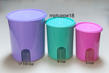 ✅ Brand New Tupperware ONE TOUCH REMINDER CANISTER  Set Of 3~Purple/Teal/Pink picture
