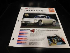 1957-1963 Lotus Elite Spec Sheet Brochure Photo Poster 58 59 60 61 62 picture