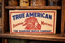 Vintage True American Diamond Matches Matchbox Native American 6 Pack Sleeve picture