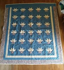 Vintage Flower Basket Quilt Handmade Hand Quilted 84x90 Kessler Calico Fabric picture