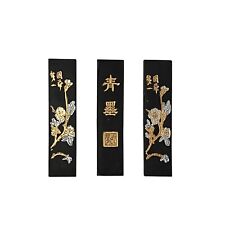 3 Pcs Chinese Calligraphic Black Ink Sticks Silver Gold Flower Characters ws3152 picture