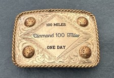 VTG RARE Diamond 100 Miler Equestrian Endurance Race Sterling Silver Belt Buckle picture