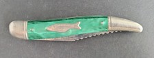 Vintage Imperial Prov RI USA Fish Knife Green Pearl Fishing Pocket Knife Scaler picture
