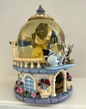VTG 1991 Disney Beauty & The Beast Rose Garden Musical Snow Globe EUC  picture