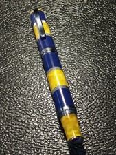 MONTEVERDE U.S.A.  RARE 1990's AMBER AND BLUE VINTAGE FOUNTAIN PEN MEDIUM NIB picture