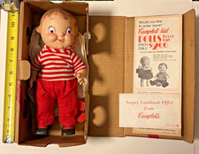 1970s VINTAGE  CAMPBELL'S SOUP KIDS 10-INCH BOY DOLL MIB WITH PAPERS  &LUNCHBOX picture