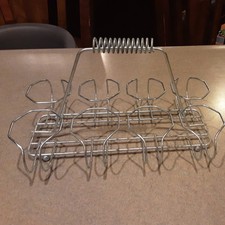 VTG Mid Century Modern Drinking 8 Glass Holder Caddy Carrier Silver MCM Art Deco picture