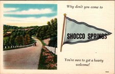 Come To Shocco Springs Alabama sure to get a Hearty Welcome Linen Post Card picture