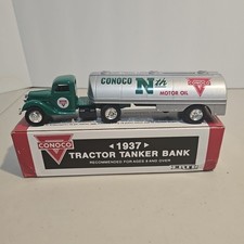 1991 Ertl 1937 Conoco Ford Tractor Tanker Truck Diecast Bank picture