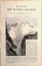 1875 Harper's Magazine California Glaciers Antique Article Illustrated Victorian picture